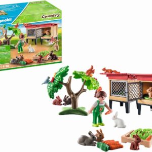 Playmobil 71252 Country Rabbit Hutch, Farm Animal Play Sets, Sustainable Toys, Fun Imaginative Role-Play, PlaySets Suitable for Children Ages 4+