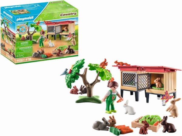 Playmobil 71252 Country Rabbit Hutch, Farm Animal Play Sets, Sustainable Toys, Fun Imaginative Role-Play, PlaySets Suitable for Children Ages 4+