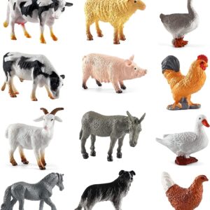 BLMHTWO 12 Pieces Small Farm Animals, Farm Animals Toys Little People Animals with 12 Different Patterns Mini Realistic PVC Farm Animal Figurines for Educational Learning