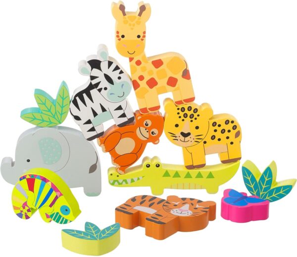 Stacking Animals, Jungle Animal Stack Balancing Toy - Wooden Stacking Toys - Educational Toys for 1 year old, Toddler Montessori Toys - Early Development & Activity Toys by Orange Tree Toys