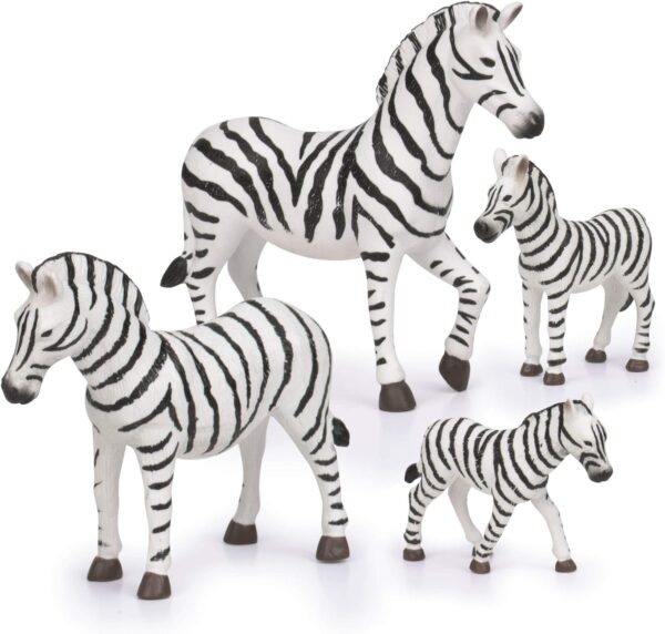 Terra AN2825Z Family – Miniature Zebra Animal Toys for Kids 3-Years-Old and Up (4pc)