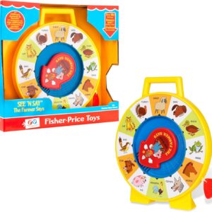 Fisher Price Classics | See 'n Say Farmer Says | Educational and Interactive Toy, Sounds and Learning Games, Retro-Style Packaging, Suitable for Boys and Girls Ages 18 Months+ | Basic Fun 2070