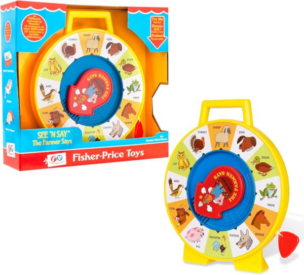 Fisher Price Classics | See 'n Say Farmer Says | Educational and Interactive Toy, Sounds and Learning Games, Retro-Style Packaging, Suitable for Boys and Girls Ages 18 Months+ | Basic Fun 2070