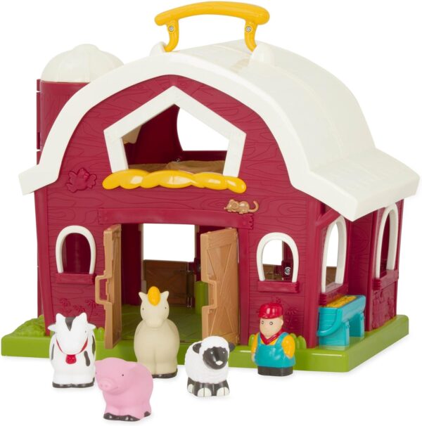 Battat - Big Red Barn - Animal Farm Foldable Playset with pig, horse, cow, sheep and farmer for Toddlers 18 months+ (6 pieces)