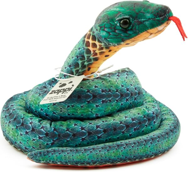 Zappi Co Kids Stuffed Soft Cuddly Plush Snake Toy - Part of Safari Animals Collection: Realistic and Lifelike, Perfect for Kids (180 cm Length)(Green Ring)