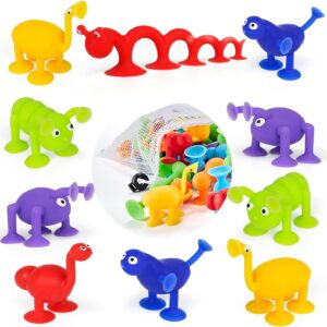 Baby Suction Cup Bath Toy for Toddler, Animal Sucker Toys for 3 Years Old Kids , 10PCS Window Shower Bathtub Toy with Mesh Bag Storage, Sensory Montessori Gift for Boys and Girls Age 4-8