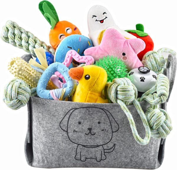 Ousiya 24 PACK Puppy Toys Set, Small Dog Toys Puppy Teething Toys with A Storage Box, Puppy Rope Toy Puppy Chew Toy Dog Toys for Small and Medium Dogs Playing and Training