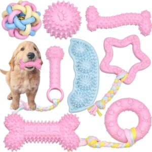 Sanheer 8 Pack Puppy Chew Toy Set Durable Dog Toys for Small Puppy Breeds Teething Toys for Puppies Non-Toxic and Safe Perfect for Training and Playtime