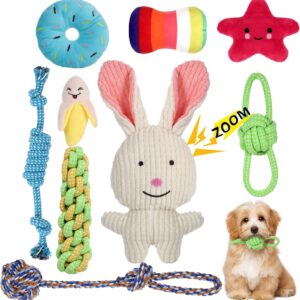 FUYOAL Puppy Chew Toys, 9 Pieces Natural Cotton Dog Rope Toys Puppy Teething Toys Interactive Puppy Toys Dog Toys for Small and Medium Dog