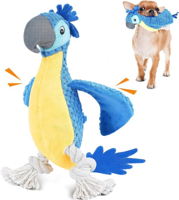 ROSAUI Dog Toys, Plush Squeaky Cockatoo Dog Toy - Interactive and Dental Cleaning Pet Chew Toy for All Breed Sizes Dog