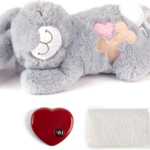 PetPrime Dog Heart Beat Puppy Plush Rabbit Toy - with Warmer Bag Pet Soft Anxiety Puppy Relief Toy for Puppy Dogs Heartbeat Stuffed Animal Puppy Sleeping Buddy Anxiety Dog Toy (Gray Rabbit)