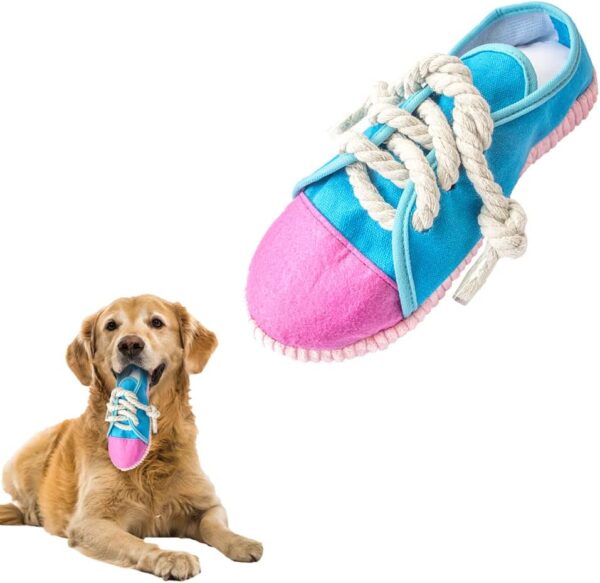 IFOYO Dog Chew Toy, Safe and Durable Dog Squeaky Toy Mini Sneakers Shoes Toy for Puppy, Small Medium Dogs, Birds, Cats, Ferrets, Rabbits, Guinea Pigs and Small Animals, Blue