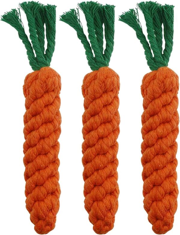 HESUILONG Carrot Dog Toys Puppy Teething Toys Dog Rope Toys Teething Toys for Puppies Cat Chew Toys Safe Braided Rabbit Toys Healthy Gift 3 PCS