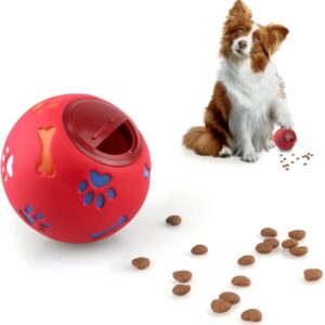 MEKEET Dog Puzzle Feeder Toy Ball Dog Treat Ball Puppy Slow Feeder Toy，Puppy Treat Dispenser Puzzle Slow Feeder Dog Toy Interactive Toys Training Games For Dogs Cats Rabbits Hamsters (Red)