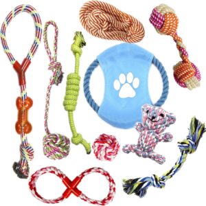 VIROSA Dog Rope Toys | Pack of 10 | Chew Toys For Puppy | Interactive Toys For Dogs | Cotton Rope Toys For Dogs | Cotton Toys For Puppy | Ideal for Small/Medium/Large Dogs