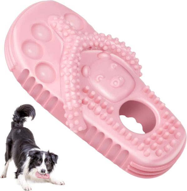 Dog Toys, Rubber Puppy Teething Toys, Slipper-Shaped Indestructible Dog Toys, Interactive Puppy Chew Toys for 8 Weeks Small Puppies and Medium Dogs Chew Chase and Fetch (Pink)