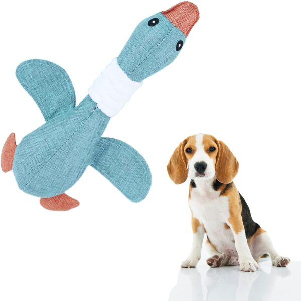 Affectionate Pets Cute Wild Goose Squeaky interactive toys for puppies and small dogs Soft Dog Plush Toy for Cleaning Teeth and Training Dog Mental Stimulation Toys for Boredom (Blue)