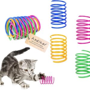 Andiker Cat Spring 12pcs, Cat Interactive Toy to Kill Time and Keep Fit Colorful Creative Toy Durable Soft Cat Activity Toy for Swatting, Biting, Hunting Kitten Toys