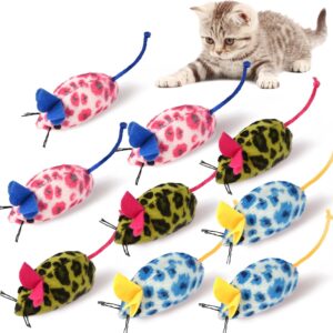 SeaMorn Cat Mouse Toy 9-Pack Plush Catnip-Filled Mice Toys for Indoor Cats Kitten - Realistic Design, 3 Assorted Colors, 3 of Each, Value Pack