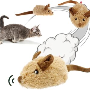 Suhaco Cat Toys Moving Mouse Interactive Kitty Toys Electronic Mice with Automatic Squeaky Cat Toy for Indoor Cats, Motion Activated Plush Moving Mouse Kitten Toy for Boredom