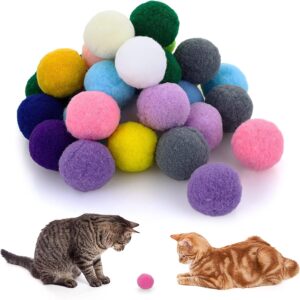 Molain Cat Toy Balls, Soft Cat Balls 1Inch Kitten Pom poms Ball Cat Play Toy Indoor Cats Interactive Pompon Ball Toy (30 Pieces)