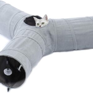 OHANA 3 Way Cat Tunnel Toy for cats, Cat Play Tunnel for indoor cats kittens (Diameter: 25cm)