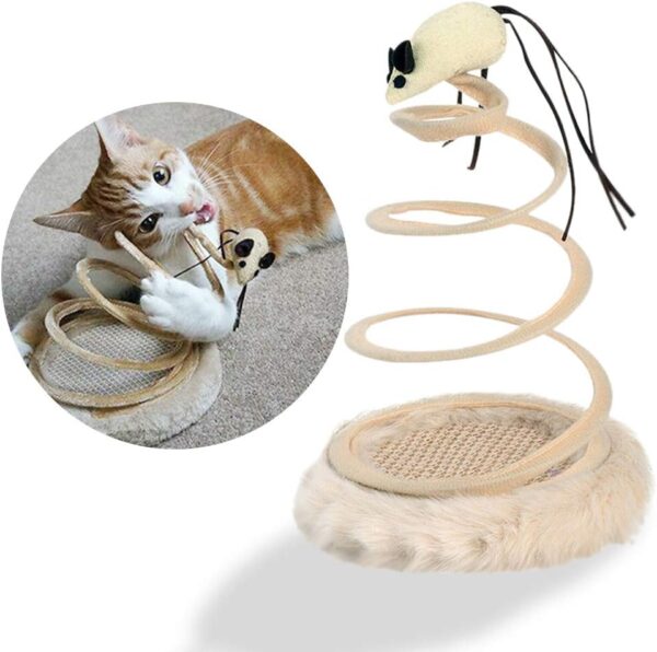 Andiker Interactive Cat Toy, Exercise Plush Mouse with Spiral Spring, Indoor Portable Toy for All Breed Sizes