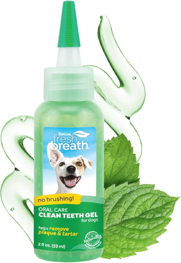 TropiClean Fresh Breath Dog Teeth Cleaning Gel - No Brushing Dental Care - Breath Freshener Oral Care - Complete Dog Teeth Cleaning Solution - Helps Remove Plaque & Tartar, Original, 59ml