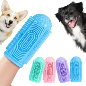 Dog Toothbrush Finger Toothbrush Dog Finger Toothbrush 4Pcs,Silicone Cat Toothbrush Puppy Toothbrush for Dogs,Dog Tooth Brush Clean Teeth Finger Pads for Dog,Dog Teeth Cleaning Product