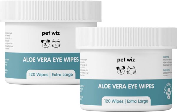 pet wiz Vet Approved | 240 Extra Large Natural Eye Wipes | Gentle & Soothing