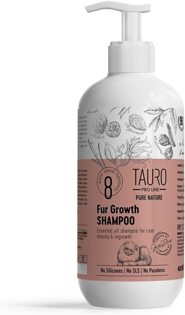 Tauro Pro Line Pure Nature Fur Growth Dogs And Cats Shampoo Coat Regrowth and Density Grooming Pet Shampoo With Essential Oils For Gentle Natural Coat Care