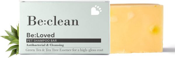 Be:Clean - Dog Shampoo Bar for Clean Skin, Glossy Coat, and Fresh Scent, Tested on Humans, Natural Grooming Care with Cleansing and Antibacterial Ingredients, Made in the UK - Be:Loved (110g)