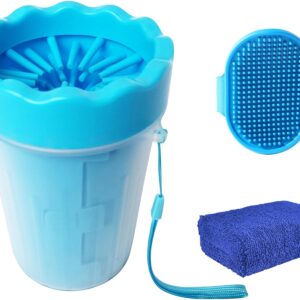 Silicone Pet Cleaning Brush Cup Dog Paw Cleaner Dog Paw Washer Dog Foot Washer(Blue)