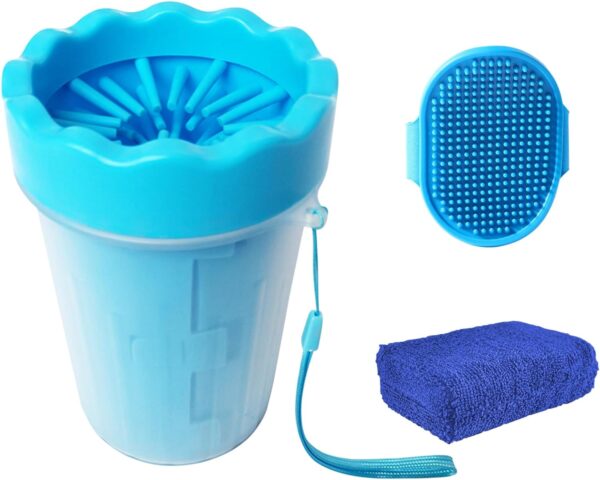 Silicone Pet Cleaning Brush Cup Dog Paw Cleaner Dog Paw Washer Dog Foot Washer(Blue)