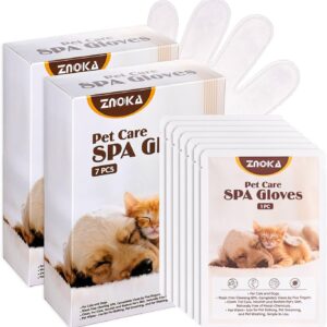 ZNOKA Pet Grooming Glove - Gentle Deshedding Brush Glove, Pet Bathing Wipes - Enhanced Five Finger Design - Daily Care and Traveling - Perfect for Dog & Cat with Long & Short Fur(14pcs/2-Pack)