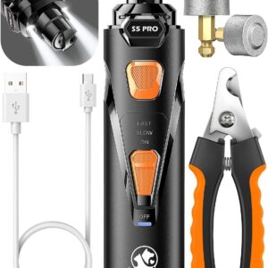 LOPSIC Dog Nail Trimmers with 3 Grinding Wheels Pet Dog Nail Clipper Kit for Large Medium Dogs Cats Small Animal Nail Care carbon-black