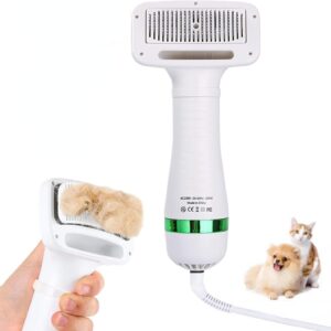 Felenny Pet Hair Dryer Comb 2 in 1 Portable Portable Dog Grooming Hair Dryer 3 Gears Wind Speed Home Pet Care Dog Cat Bathing Supplies, Adjustable Temperature