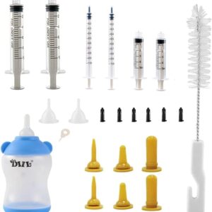 21Pack Newborn Animal Feeder, Puppy, Cat, Kitten,Wildlife Pet Syringe Feeding Kit, Original Nipple with Syringe-s, Feeding Nursing Bottle, Best Suited for Small Mammals Neonates Week Old