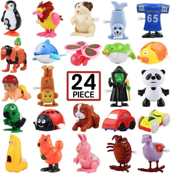 24 Pack Wind Up Toys for Boys Girls Kids, Mini Animal Toy Party Favors for Birthday Christmas Goody Bag Filler, Clockwork Toys for Pinata Filler Giveaway Carniva Prizes Classroom Incentive Reward