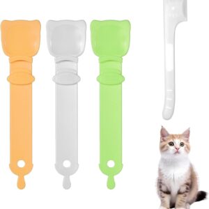 3pcs Cat Strip Feeders with 1pc Can Spoon, Cute Cat Strip Squeeze Spoon Multifunctional Cat Treat Dispenser for Wet Food Liquid Snack Puree Feeding Supplies