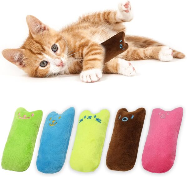 5pcs Kitten Toys For Indoor Cats, Colorful Kitten Teething Toys Cute Kitten Chew Toys with Crinkle Paper Soft Kitten Plush Toy Catnip Toys for Cats to Kick Balls And Play