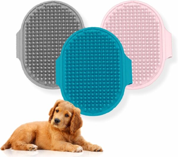 AL KAHF Dog Grooming Brush 4-in-1 Rubber Pet Groom Mitt Hair Fur Groom Massage Comb Bath Brush For Long Short Hair Dogs Puppy Cats Rabbits Hair Pet Accessories Assorted Colour (1Pc)