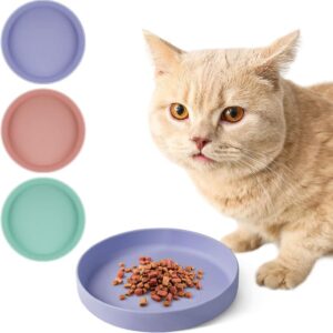 Adiwo Cat Feeding Bowl, Purple Cat Bowl Anti-Slip Cat Food Bowl, Multi-purpose Flat Food Bowl, Food Silicone Grade Oval Drinking Bowl for Wet Food and Water Cat Bowls for Indoor Cats Kittens Puppies