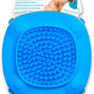 Aquapaw Premium XL Licking Mat with Suction Cups | Dog Must Haves - Non-Slip Slow Feeding Mat for Food, Treats & Peanut Butter | Bathing Supplies - Anxiety Relief & Boredom Reducer | Lick Pad - Blue