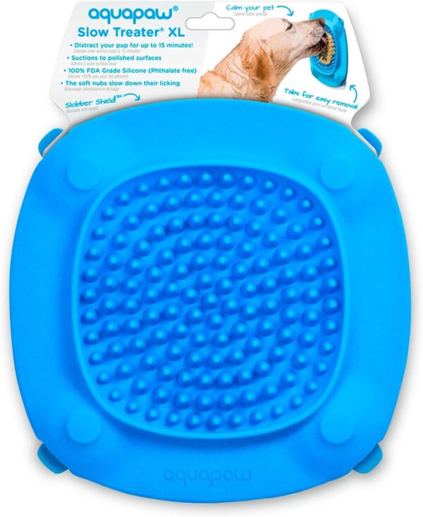 Aquapaw Premium XL Licking Mat with Suction Cups | Dog Must Haves - Non-Slip Slow Feeding Mat for Food, Treats & Peanut Butter | Bathing Supplies - Anxiety Relief & Boredom Reducer | Lick Pad - Blue