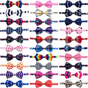 BIPY 30pcs Dog Collar Bow Ties Dogs Bowties Adjustable Pet Charms for Small Medium Puppy Cat Kitten Party Festival Birthday Gift Wedding Assorted Doggies Grooming Supplies Accessories