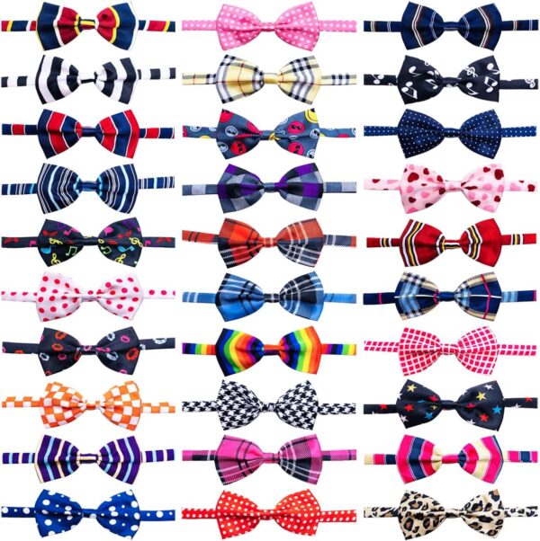 BIPY 30pcs Dog Collar Bow Ties Dogs Bowties Adjustable Pet Charms for Small Medium Puppy Cat Kitten Party Festival Birthday Gift Wedding Assorted Doggies Grooming Supplies Accessories