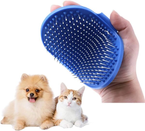 Bahob® Pet Grooming Brush Dog Cat Silicone Based Natural Bristle Brush With Hand Wrap 13cm,Grooming Massage Short or Long Hair (Blue)