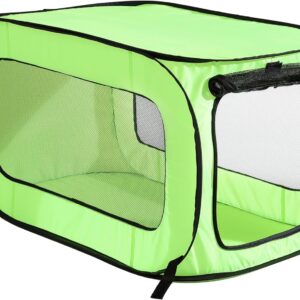 Beatrice Home Fashions Portable, Collapsible, Pop Up Kennel Travel Cat and Dog Crate, 32.5" L x 19.5" W x 19.5" H, Green