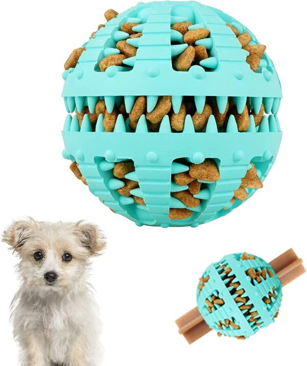 Bojafa Dog Toy Treat Dispenser Ball - 8CM Puppy Toys For Boredom Interactive Dog Puzzle Feeder Toys For Small Medium Large Dog Rubber Dog Food Dispensing Chew Toy Dog Games Pet Enrichment Activity Toy